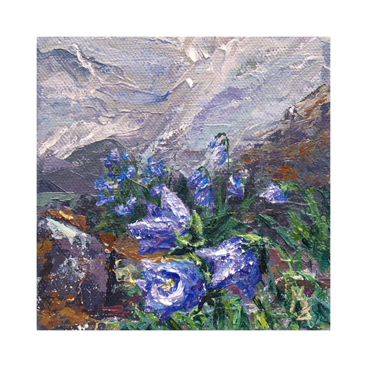 Bellflowers and Lichen. Print