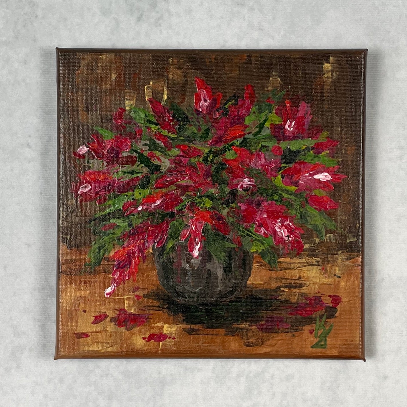 Christmas crimson cactus. Print