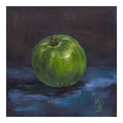 Granny apple. Slate. Fine Art Print from original painting. Giclée Print.
