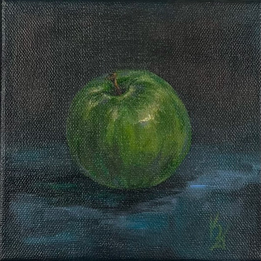 Granny apple. Slate. Fine Art Print from original painting. Giclée Print.