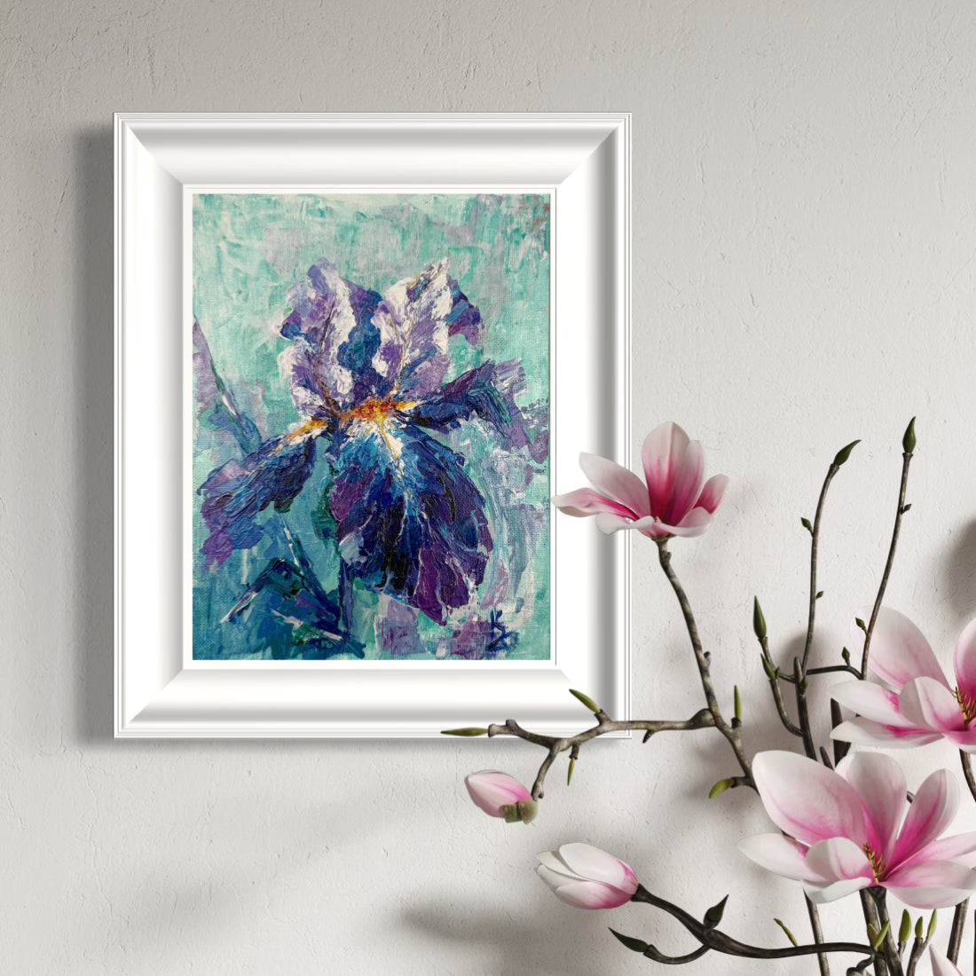 My painted garden. Iris. Blue