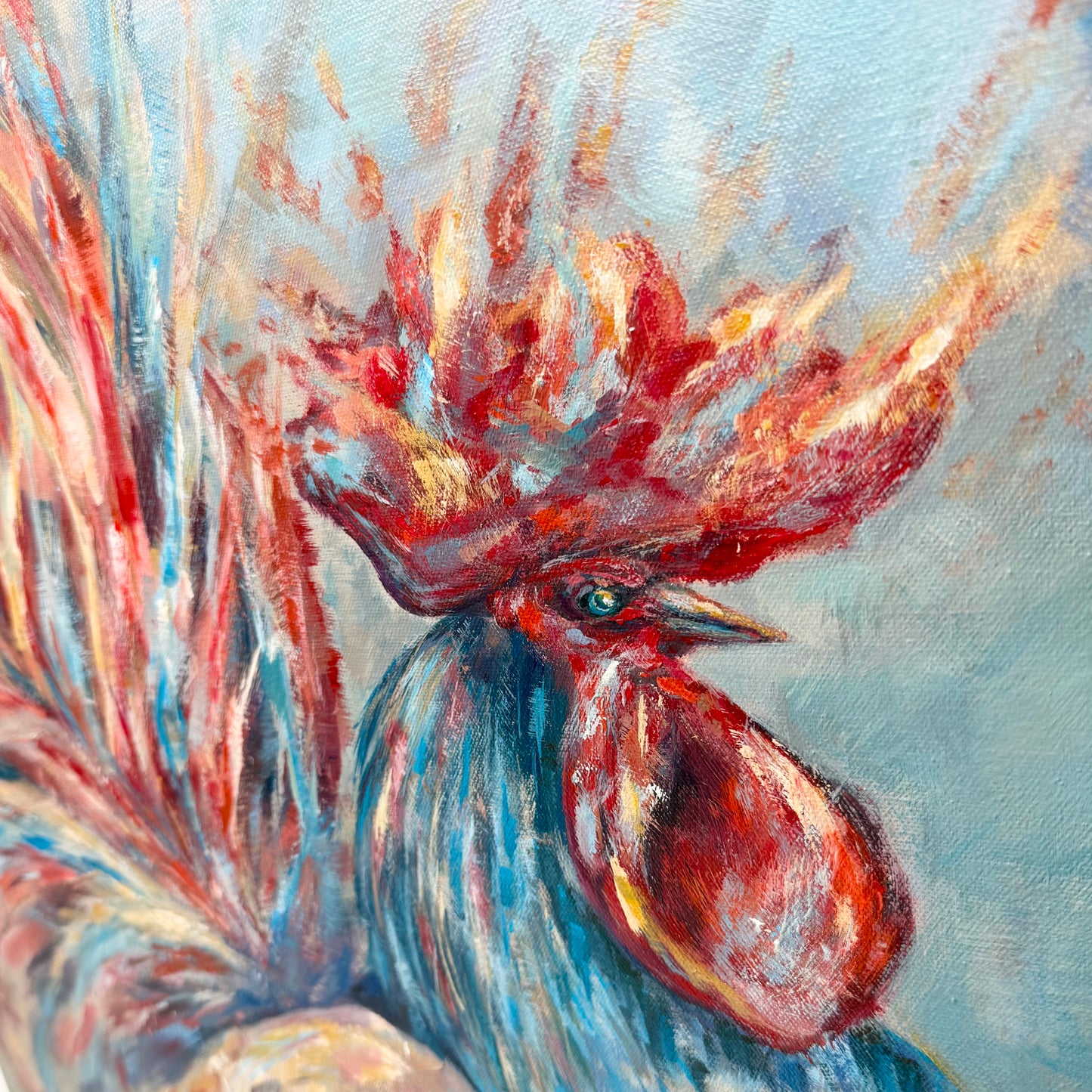 Flaming life. Rooster