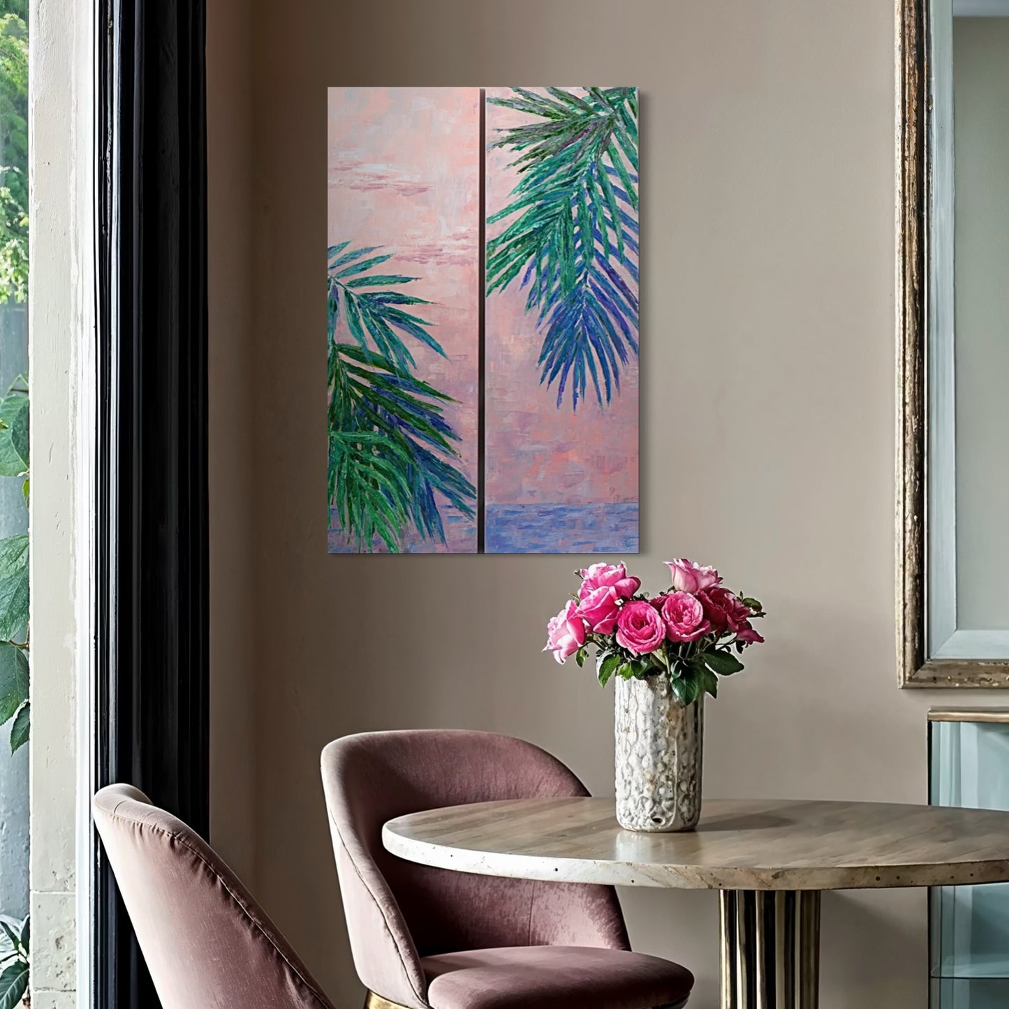 Mauve palm trees
