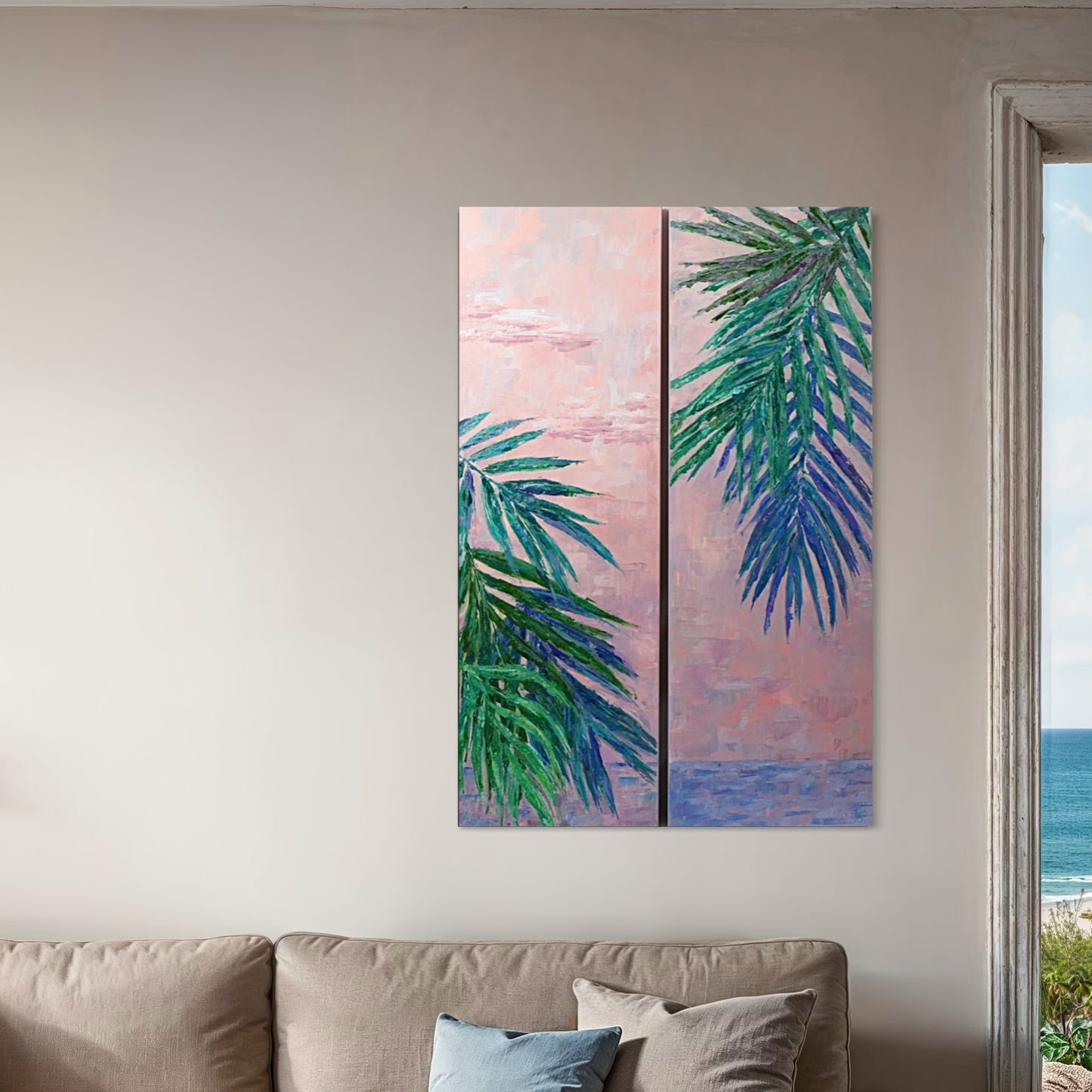 Mauve palm trees