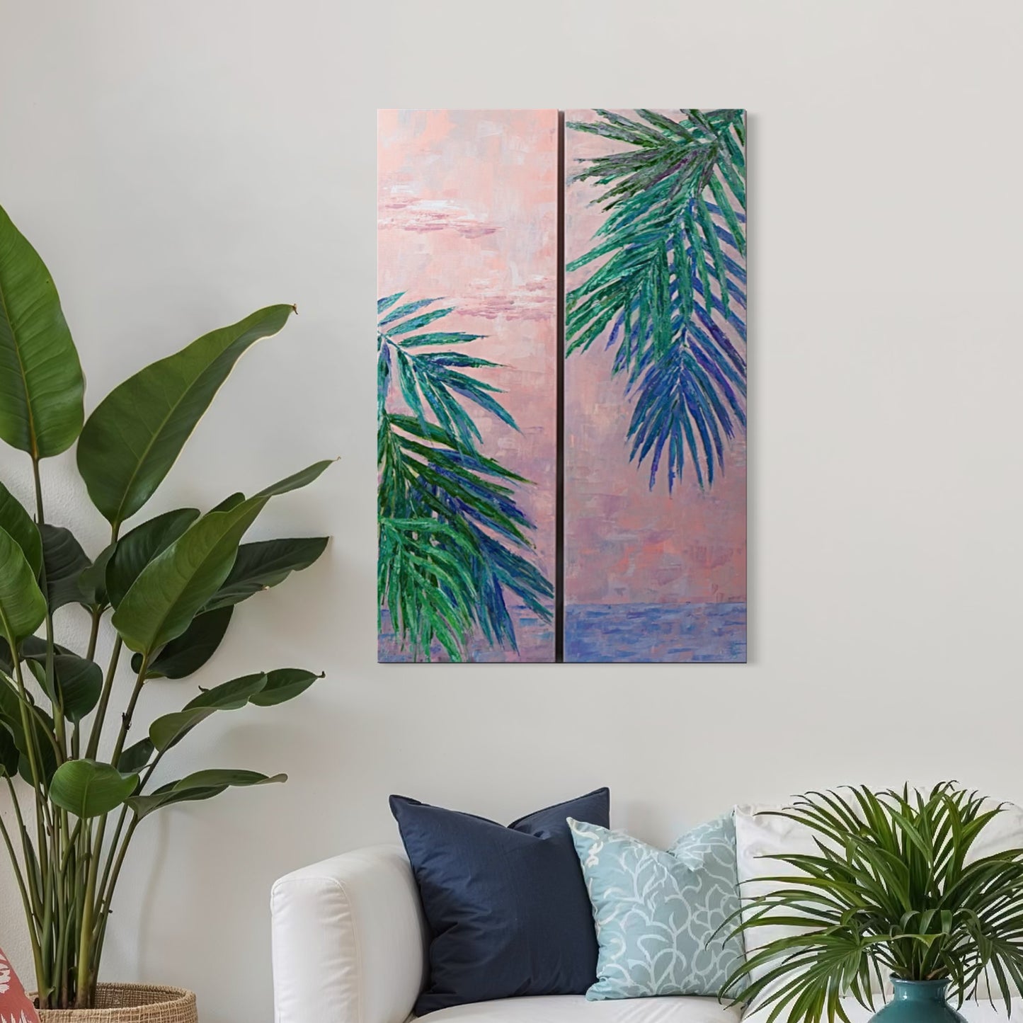 Mauve palm trees