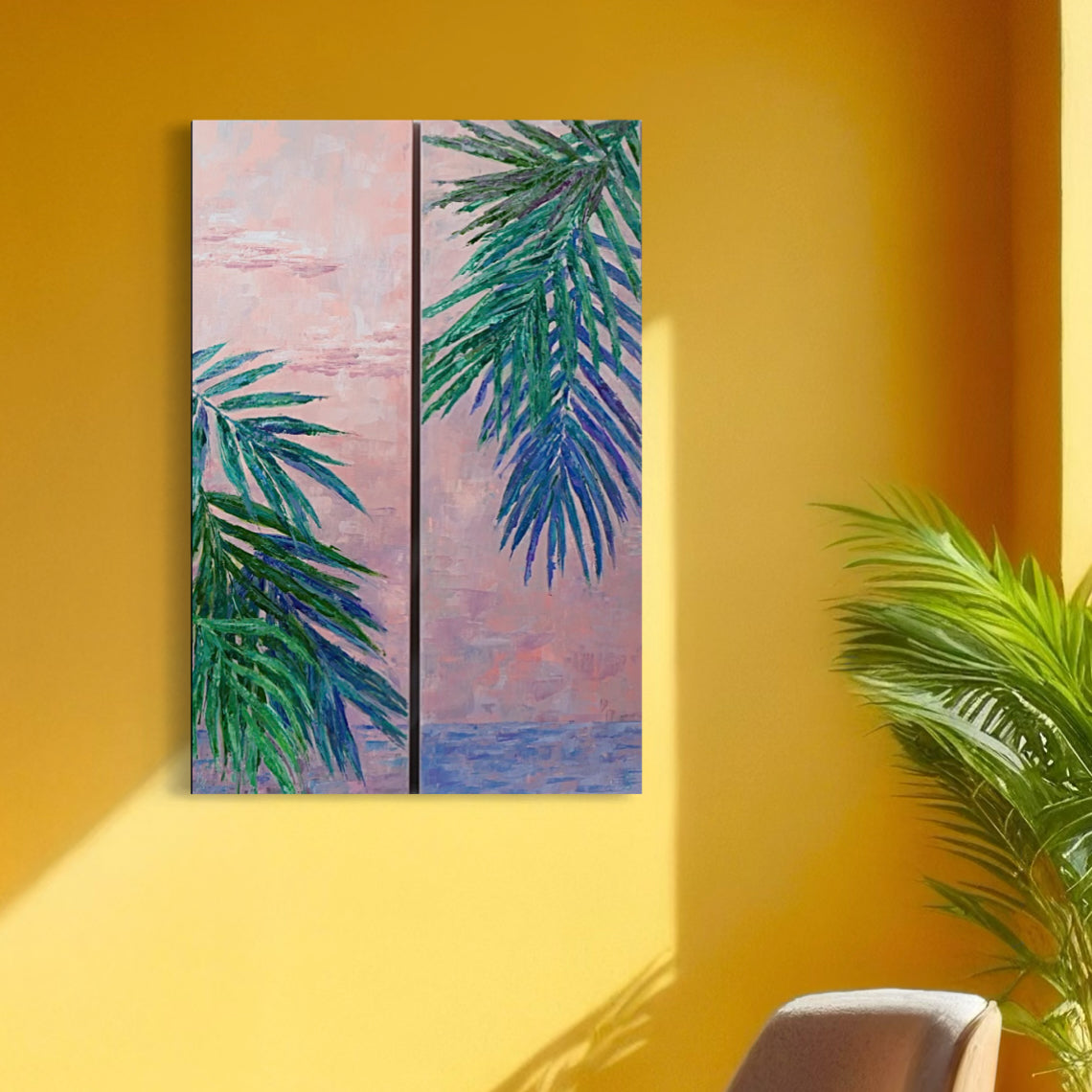 Mauve palm trees
