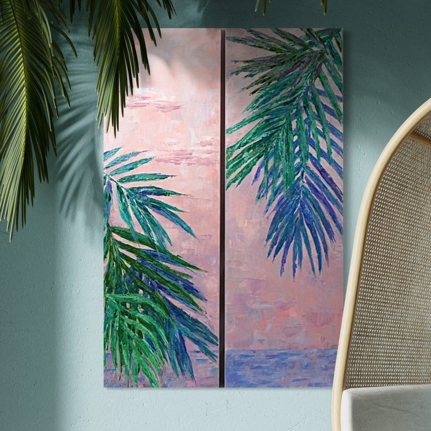 Mauve palm trees