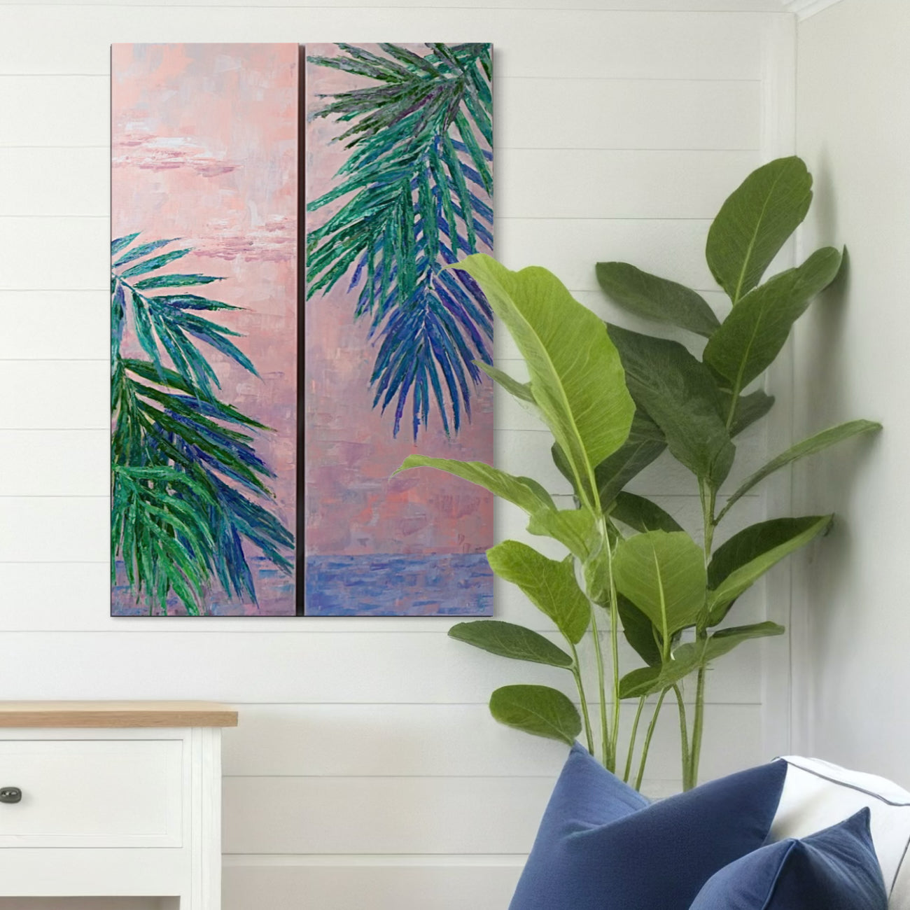 Mauve palm trees