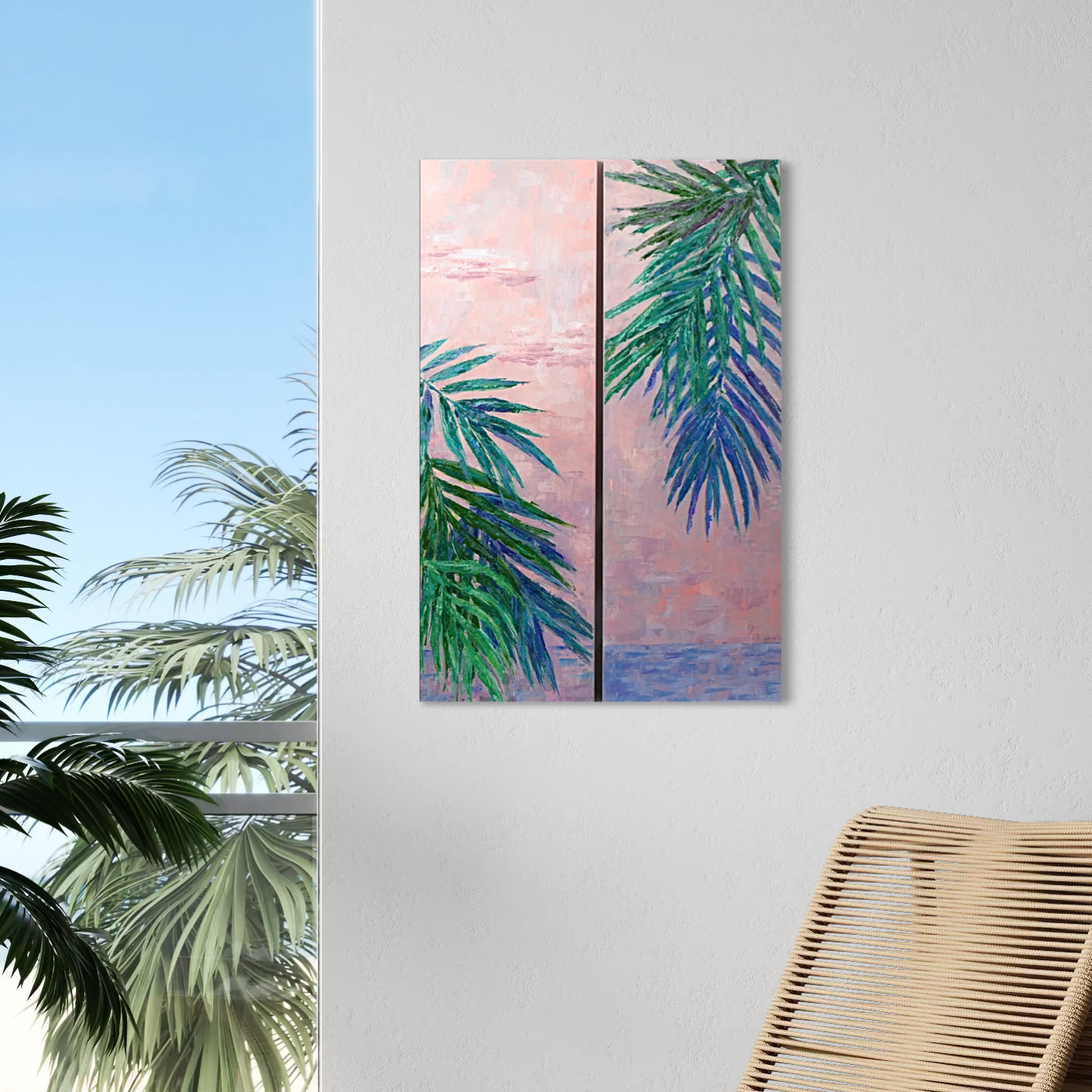 Mauve palm trees