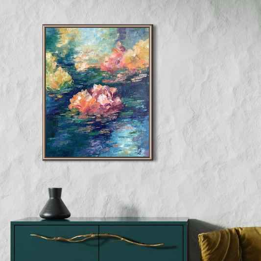 Lily pond. Indigo. Print