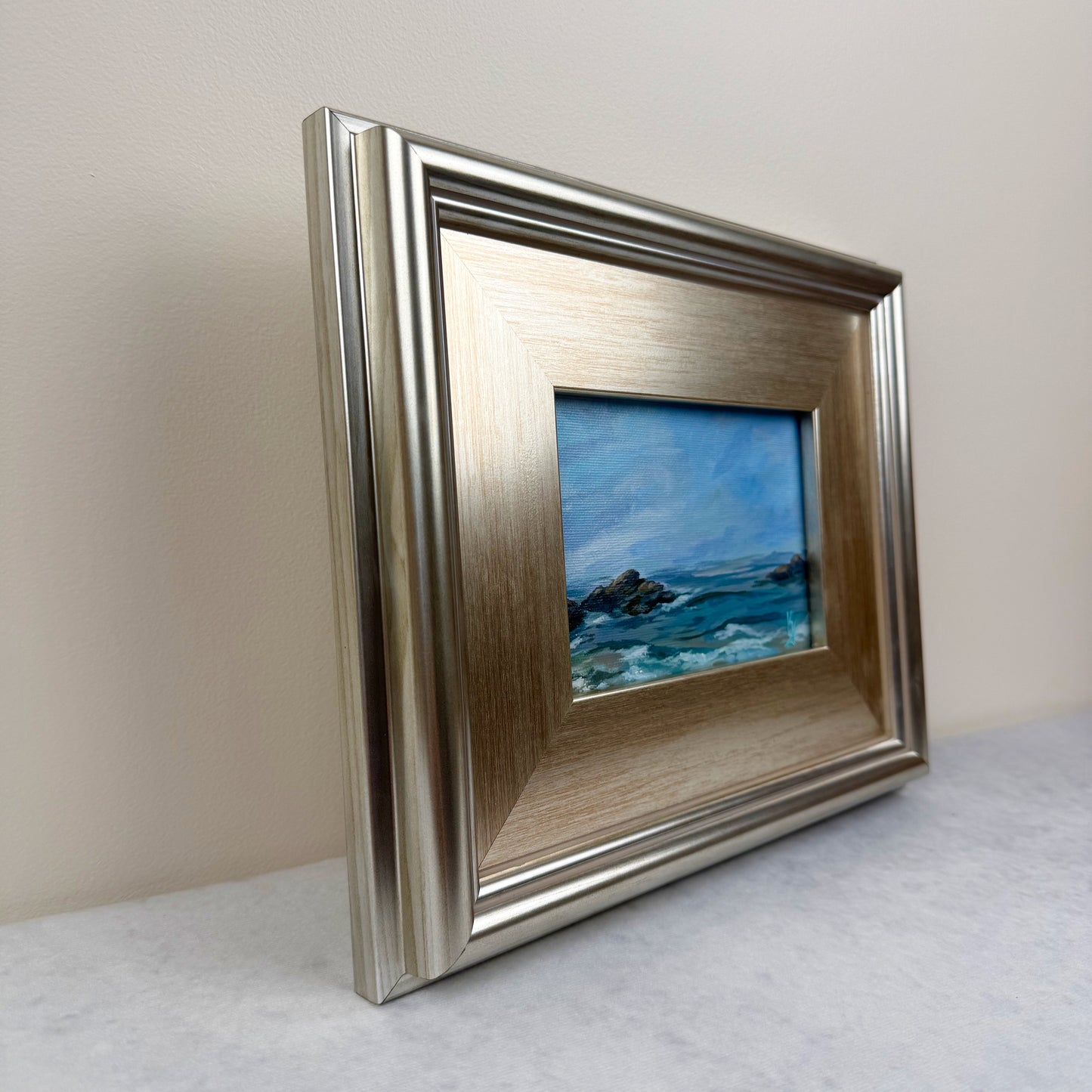 Big water. Haze, framed