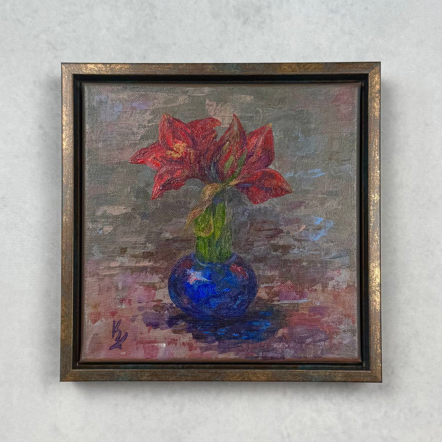 Amaryllis. Blue. Framed