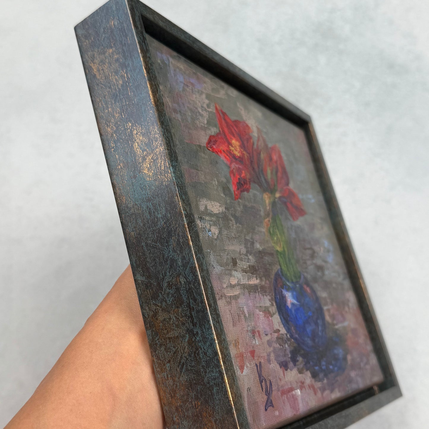 Amaryllis. Blue. Framed