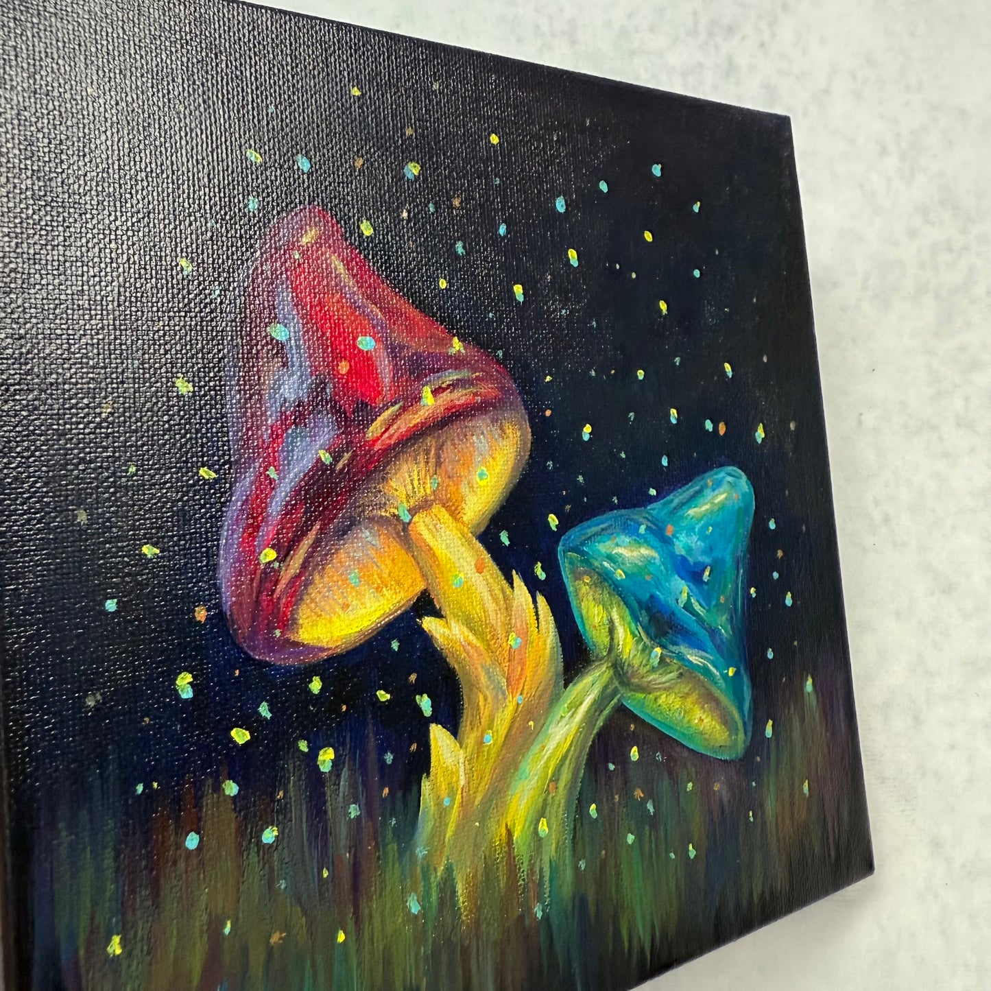 Glowing mushrooms dust