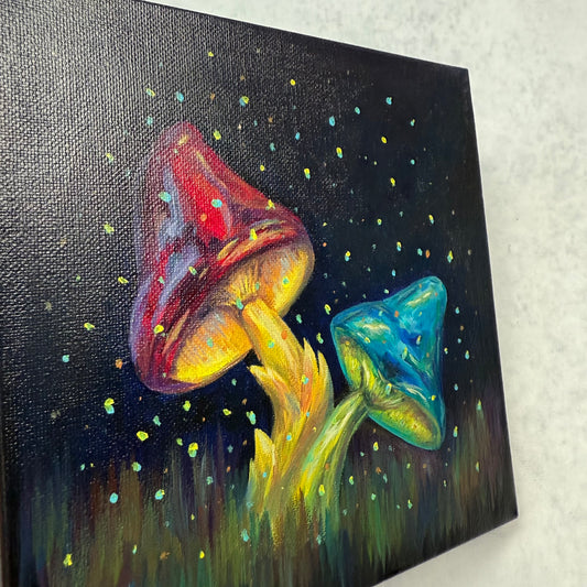 Glowing mushrooms dust