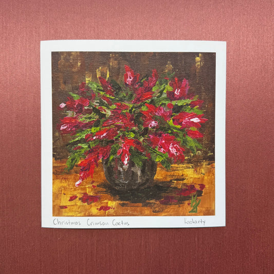 Christmas crimson cactus. Print