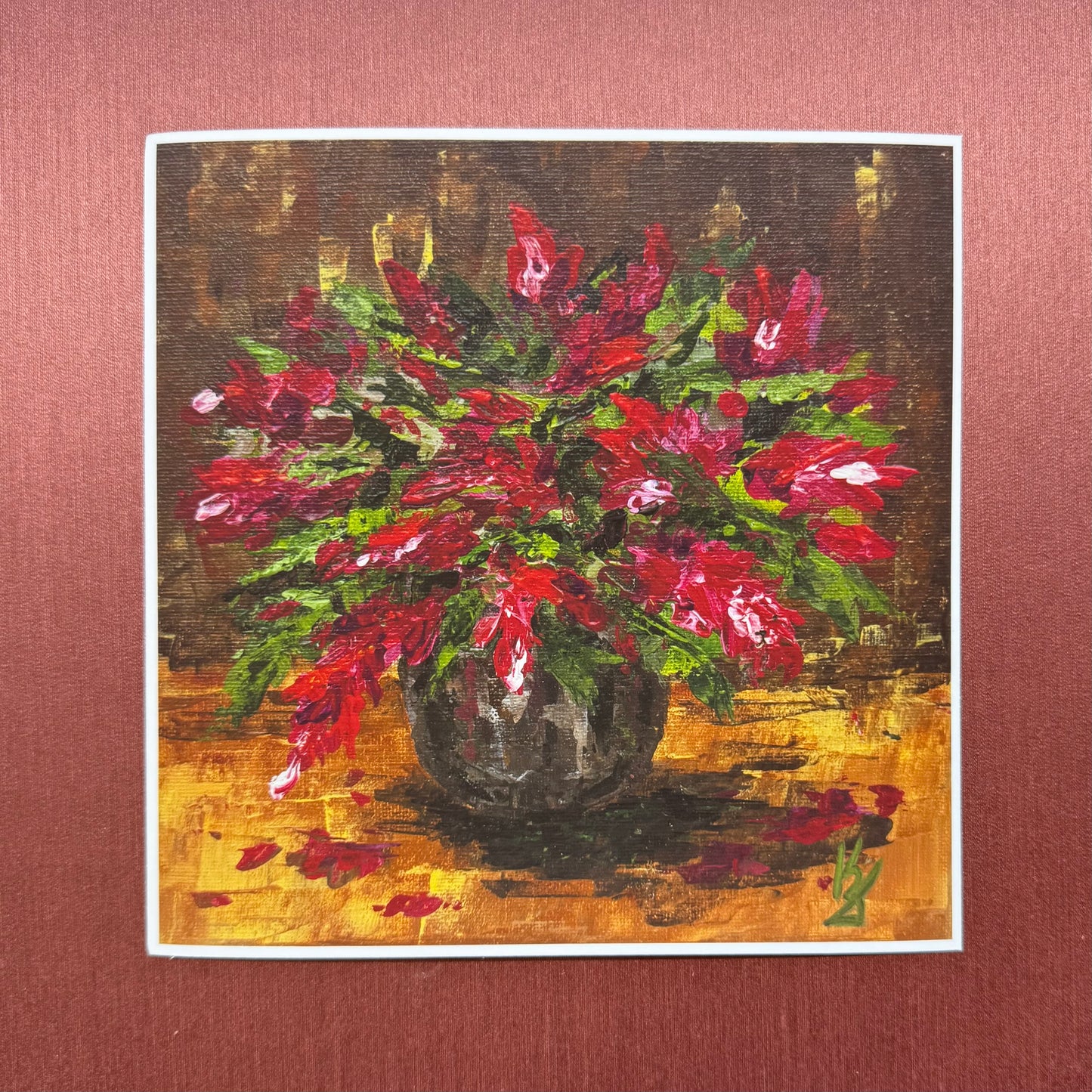 Christmas crimson cactus. Print
