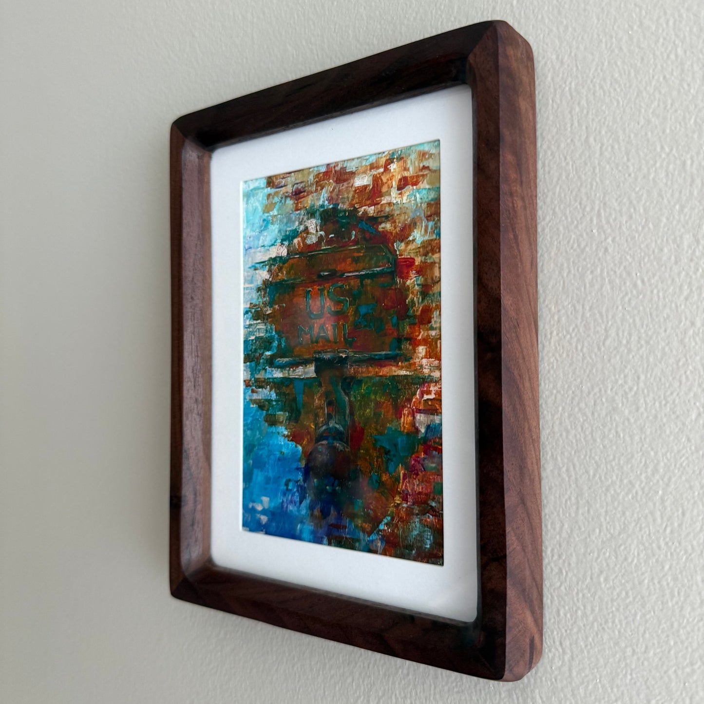 Mail. Rusty padlock. Print, framed