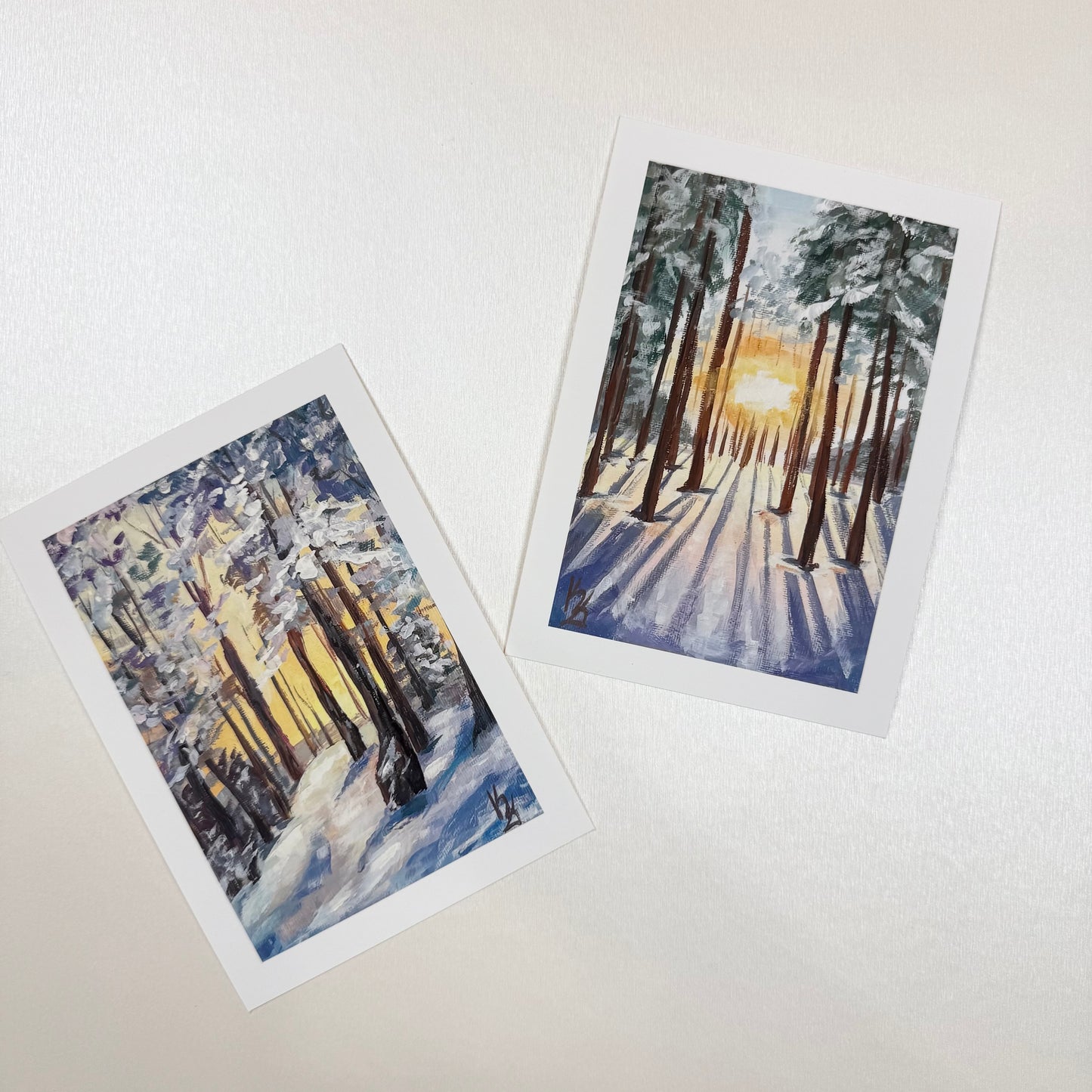 Winter sunset. Hill. Print