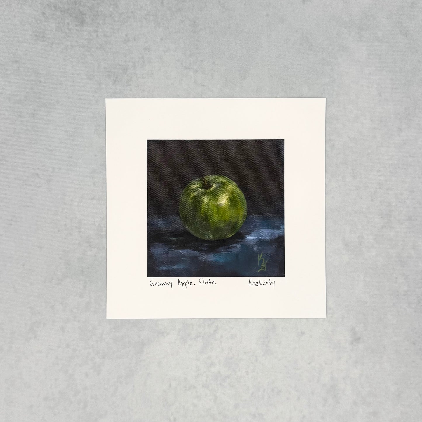 Granny apple. Slate. Print
