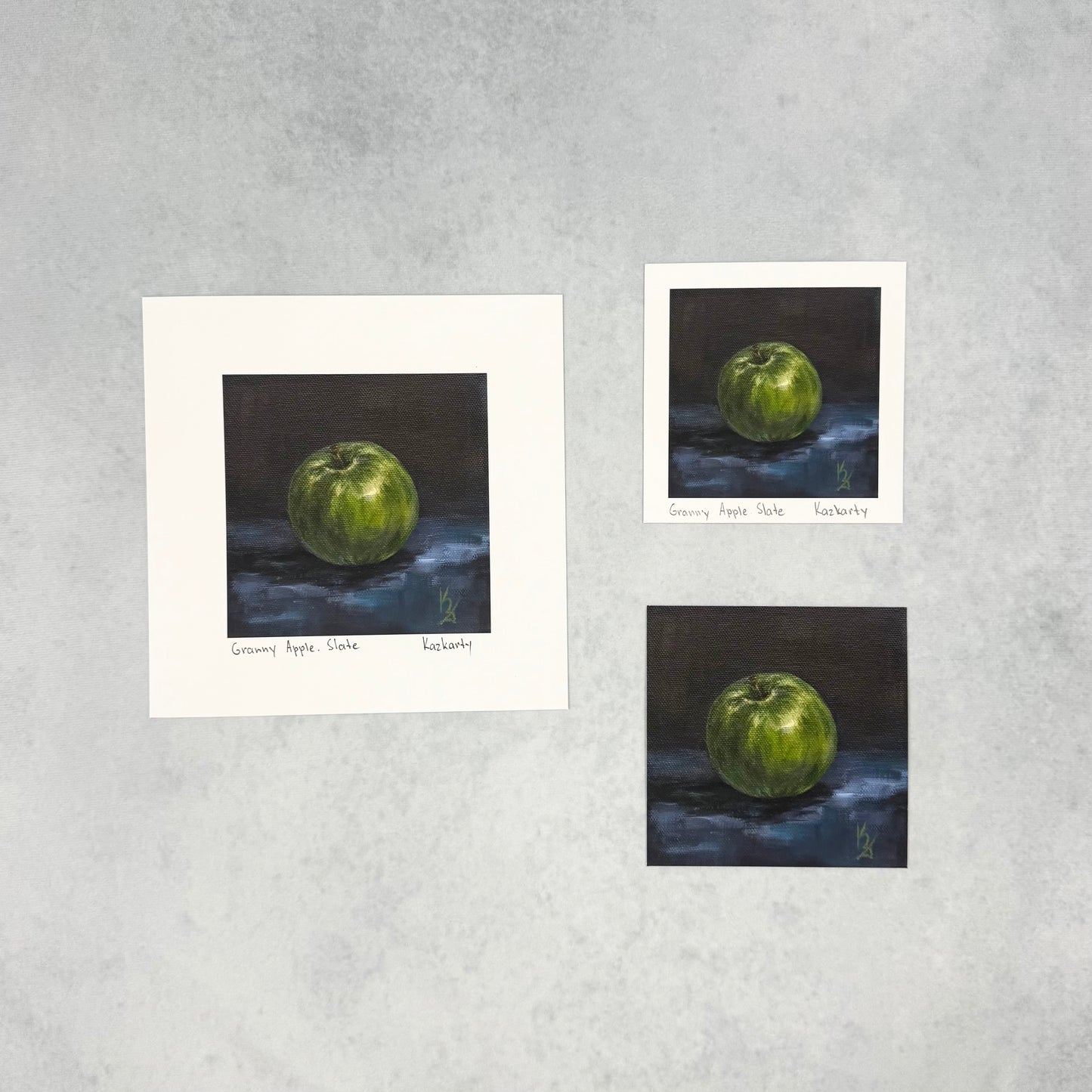 Granny apple. Slate. Print