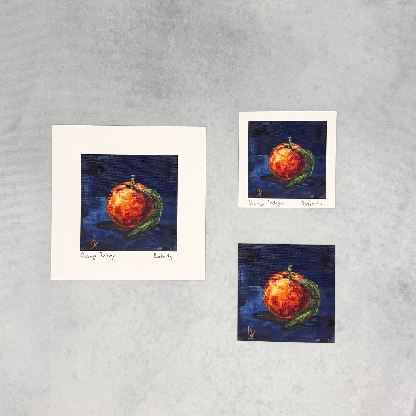 Orange. Indigo. Print.