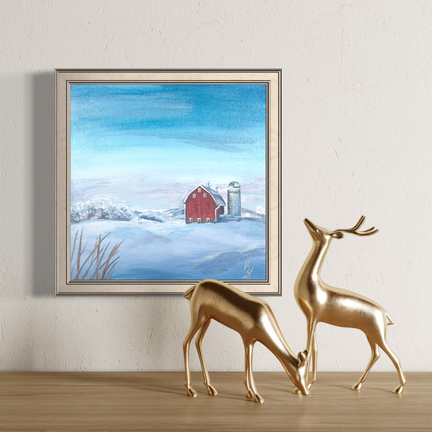 Red Barn in snowy hills