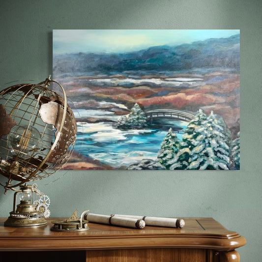 Waterfall pond bridge