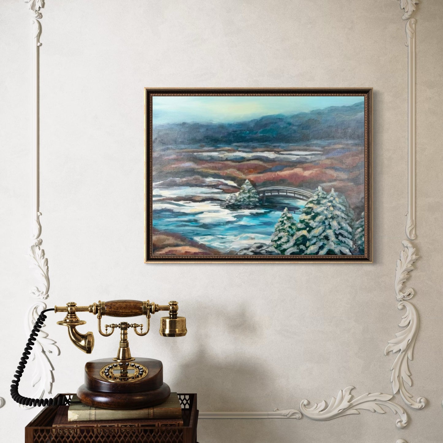 Waterfall pond bridge