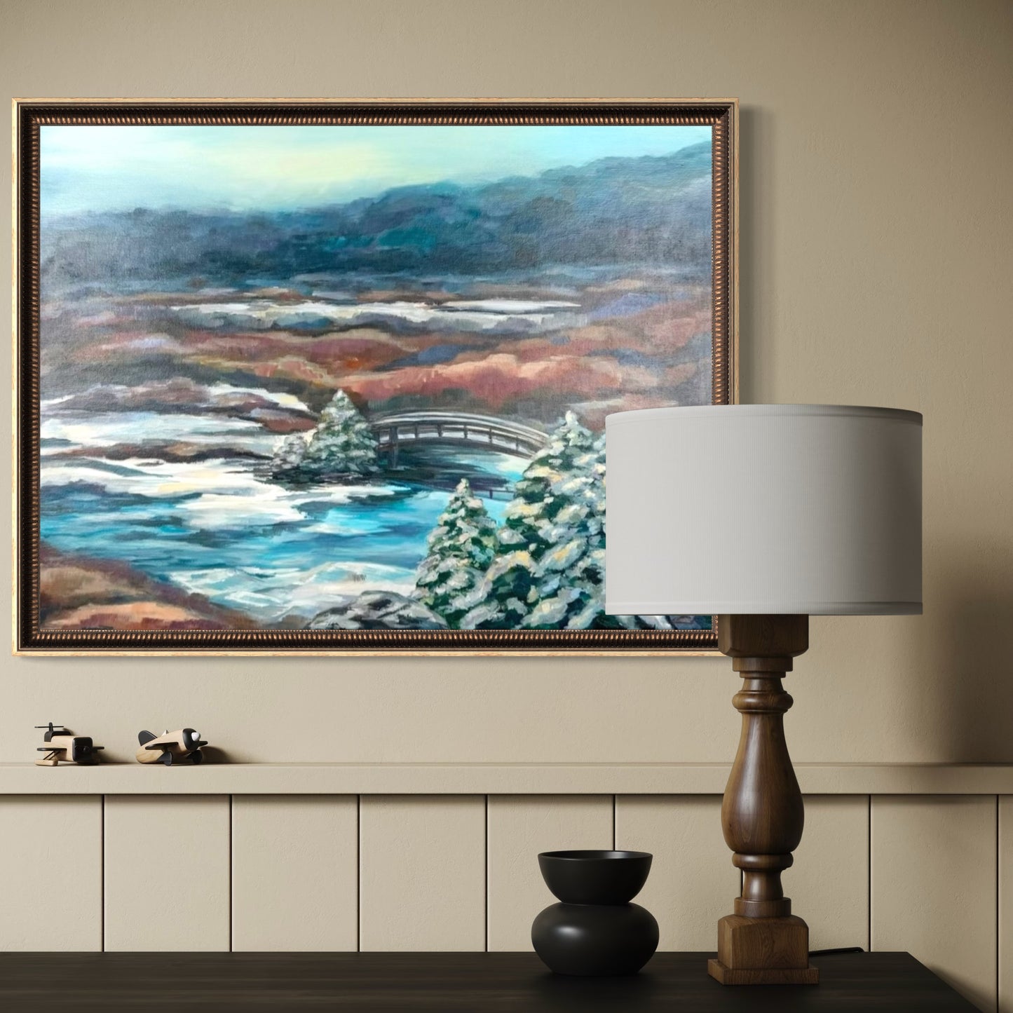 Waterfall pond bridge