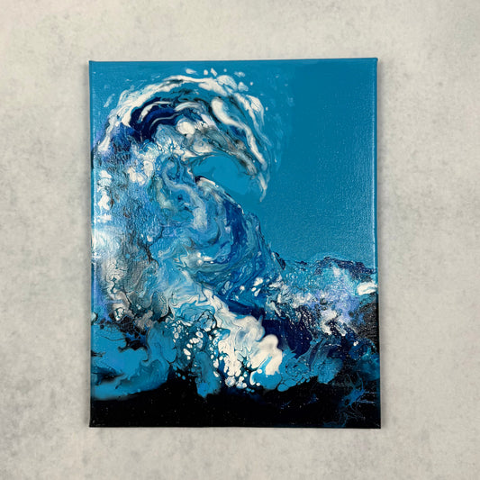 Ocean Dragon. Optimistic original abstract ocean wave dragon painting on canvas