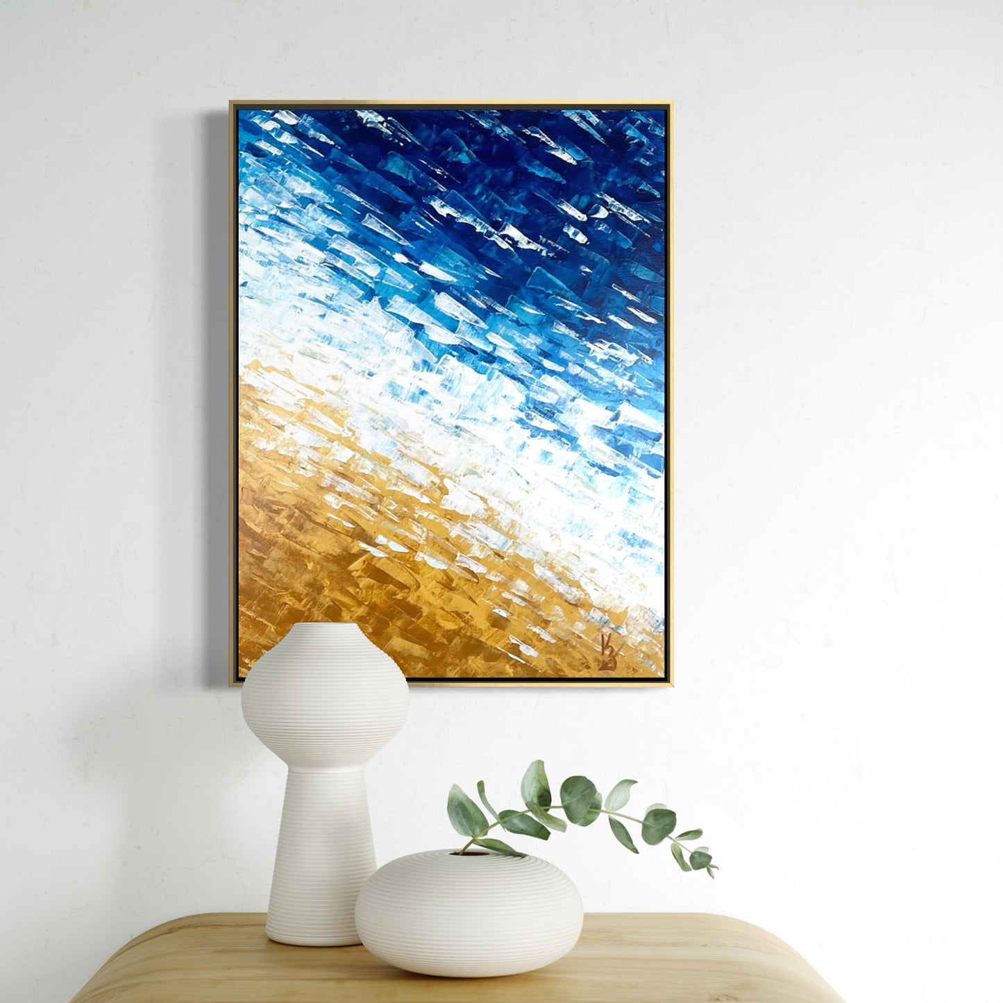 Where waves meet sand. Deep blue