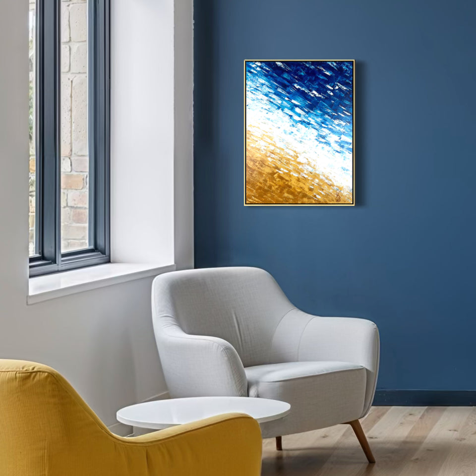 Where waves meet sand. Deep blue