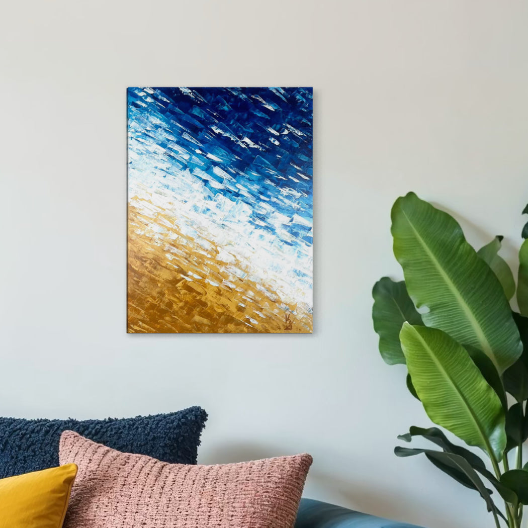 Where waves meet sand. Deep blue