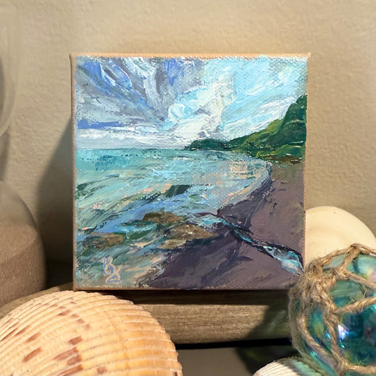 North shore. Grand Marais. Wall art, shelf decor, small original signed textured painting