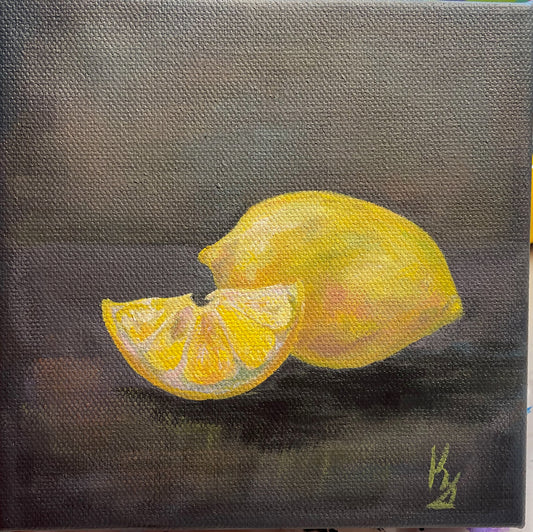 Lemon. Slate. Fine Art Print from original painting. Giclée Print.