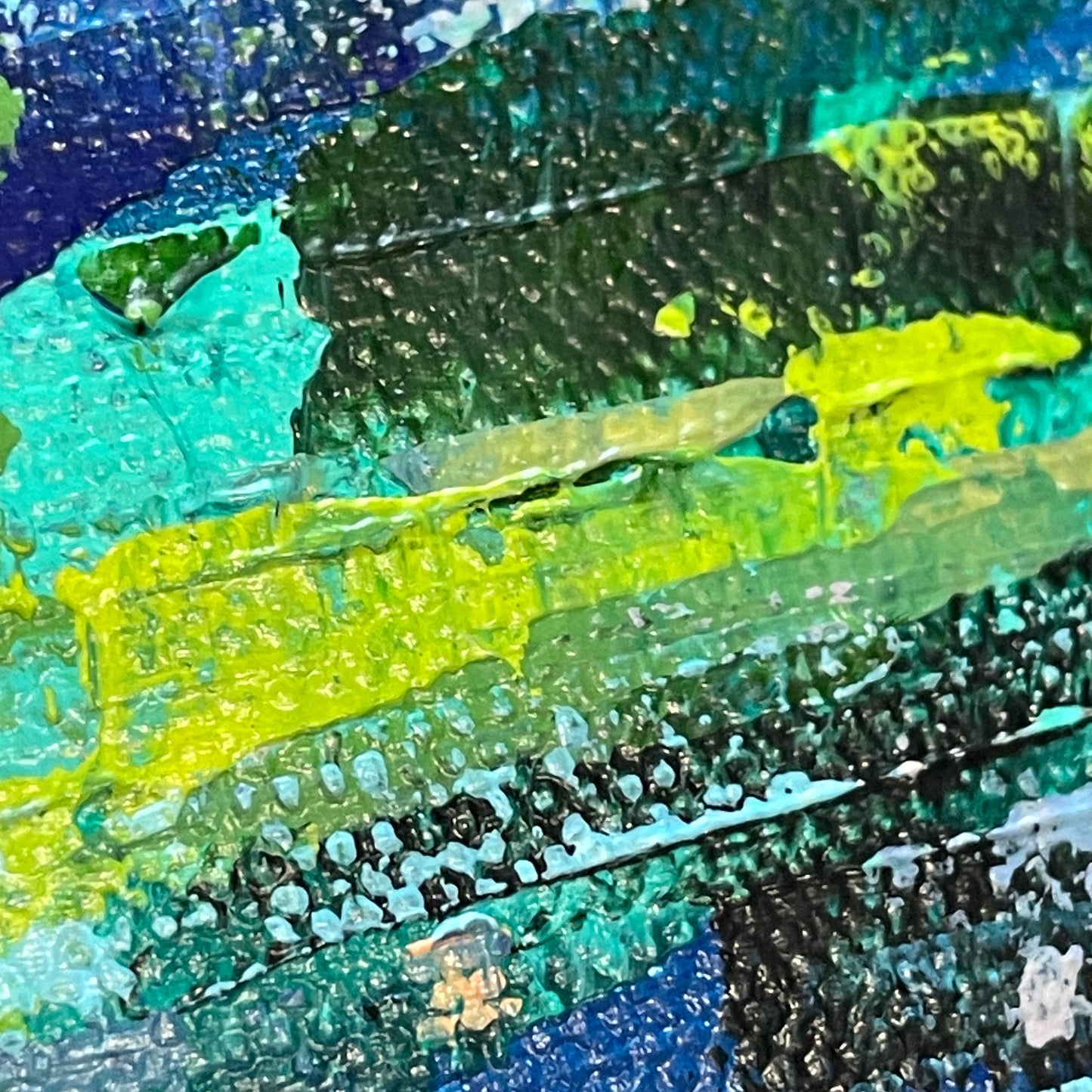Lily pond. Cyan blue. Print