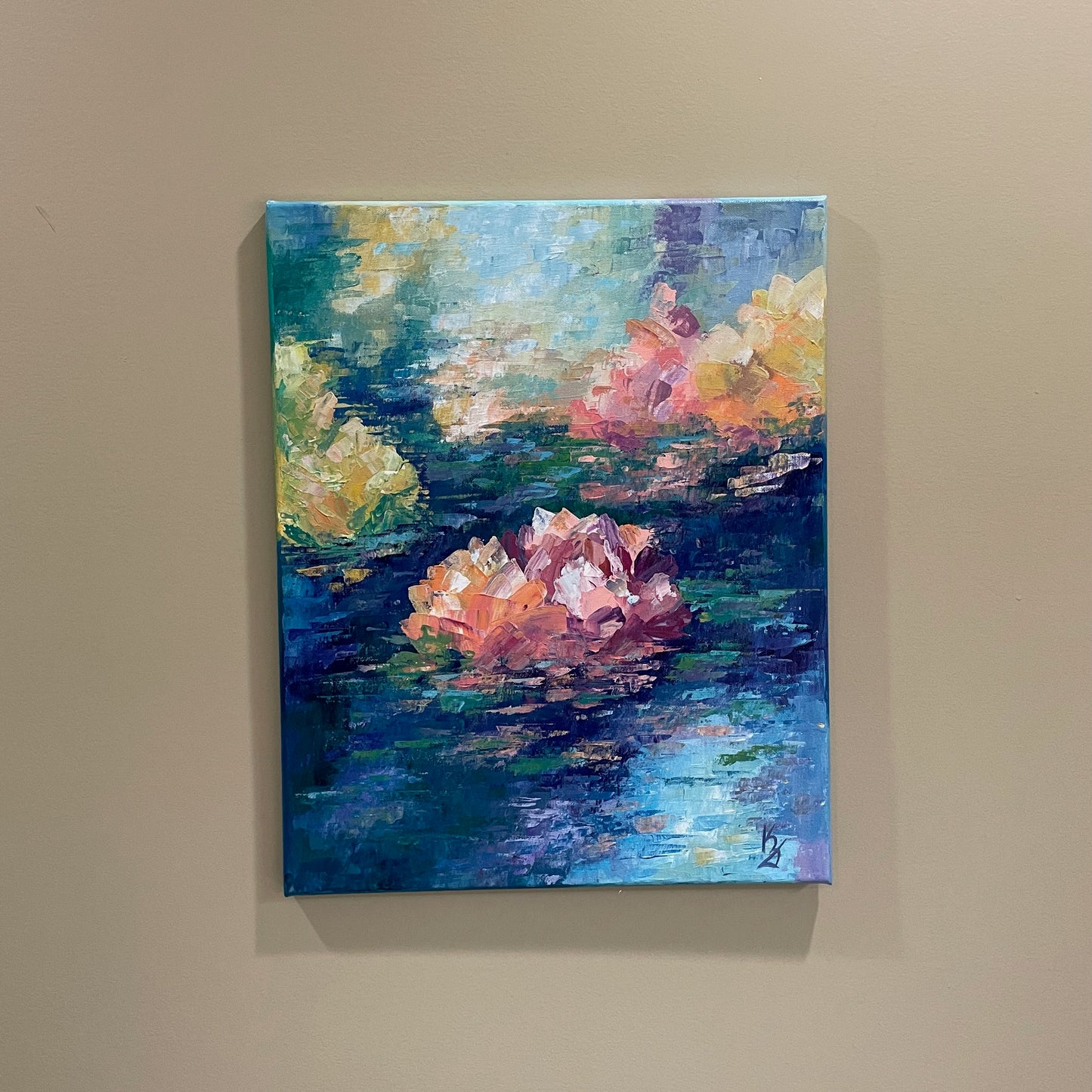Lily pond. Indigo. Print