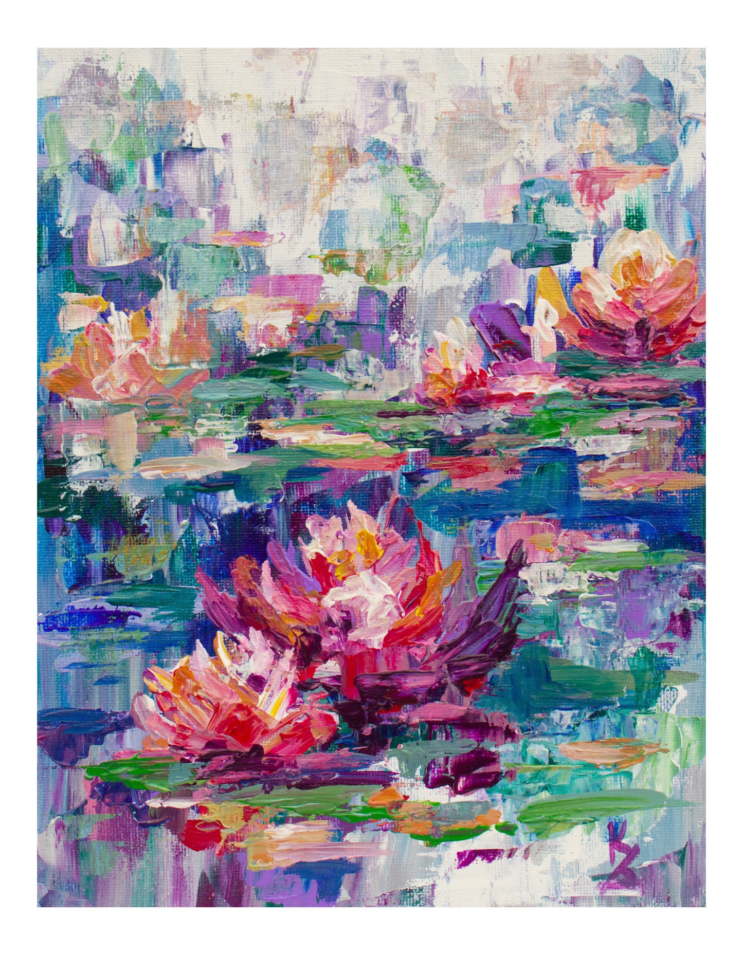 My painted garden. Pond. Print