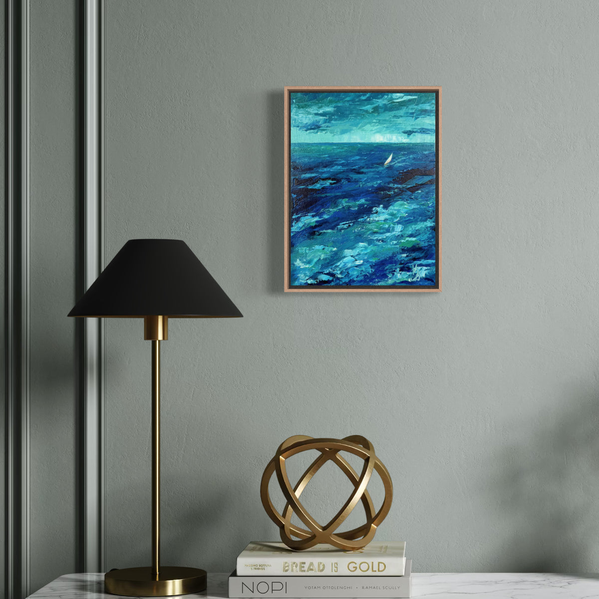 Sailboat. Teal