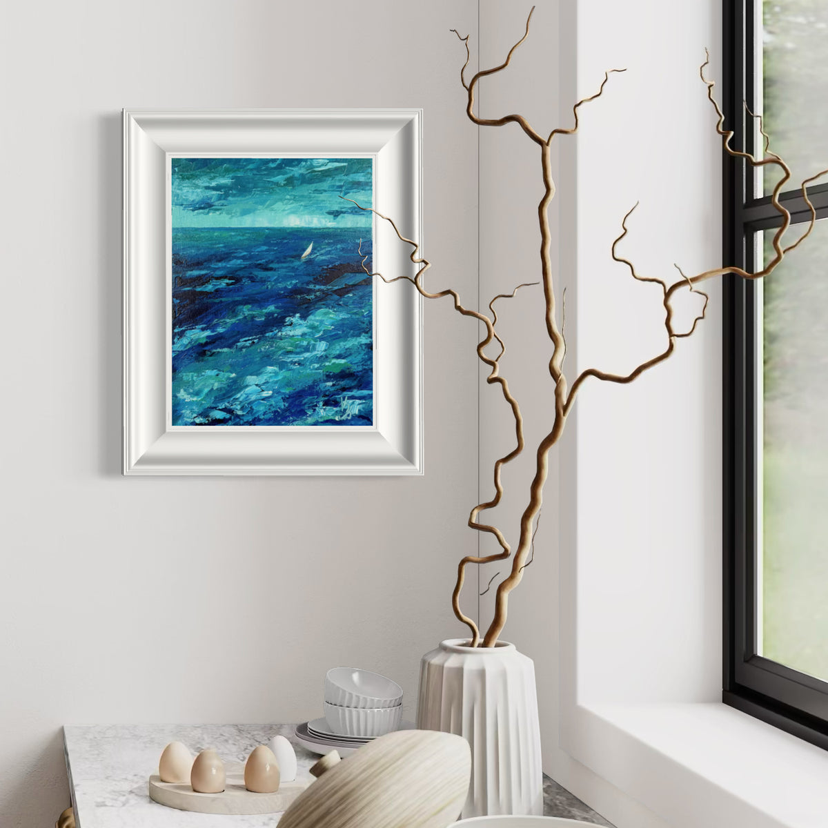 Sailboat. Teal
