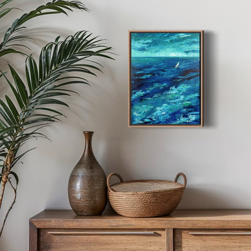 Sailboat. Teal