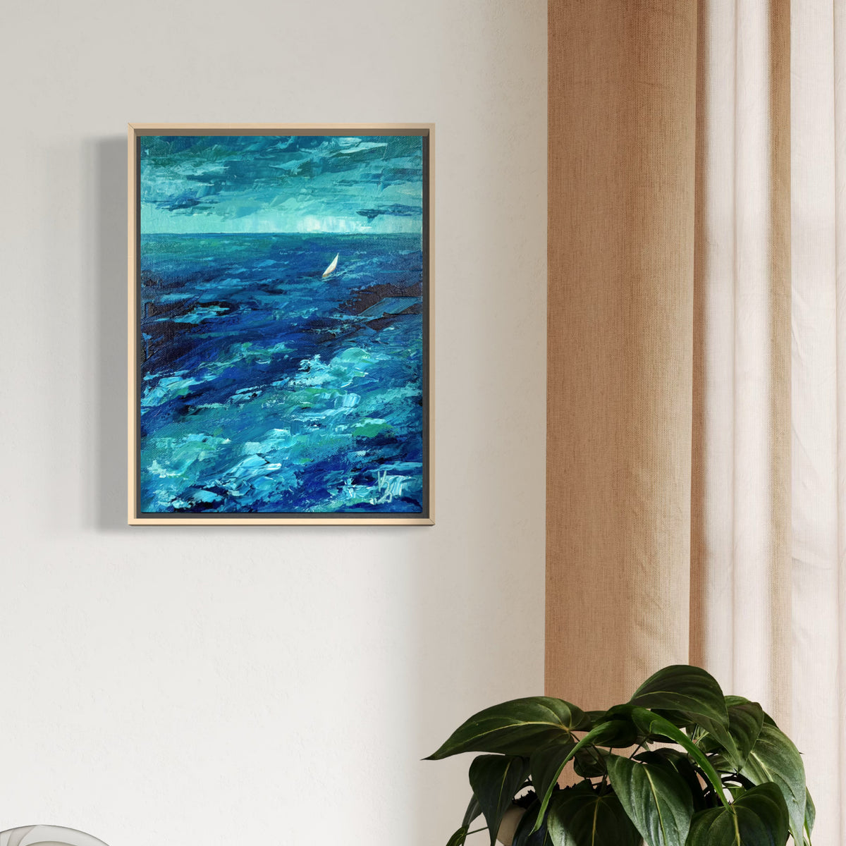 Sailboat. Teal
