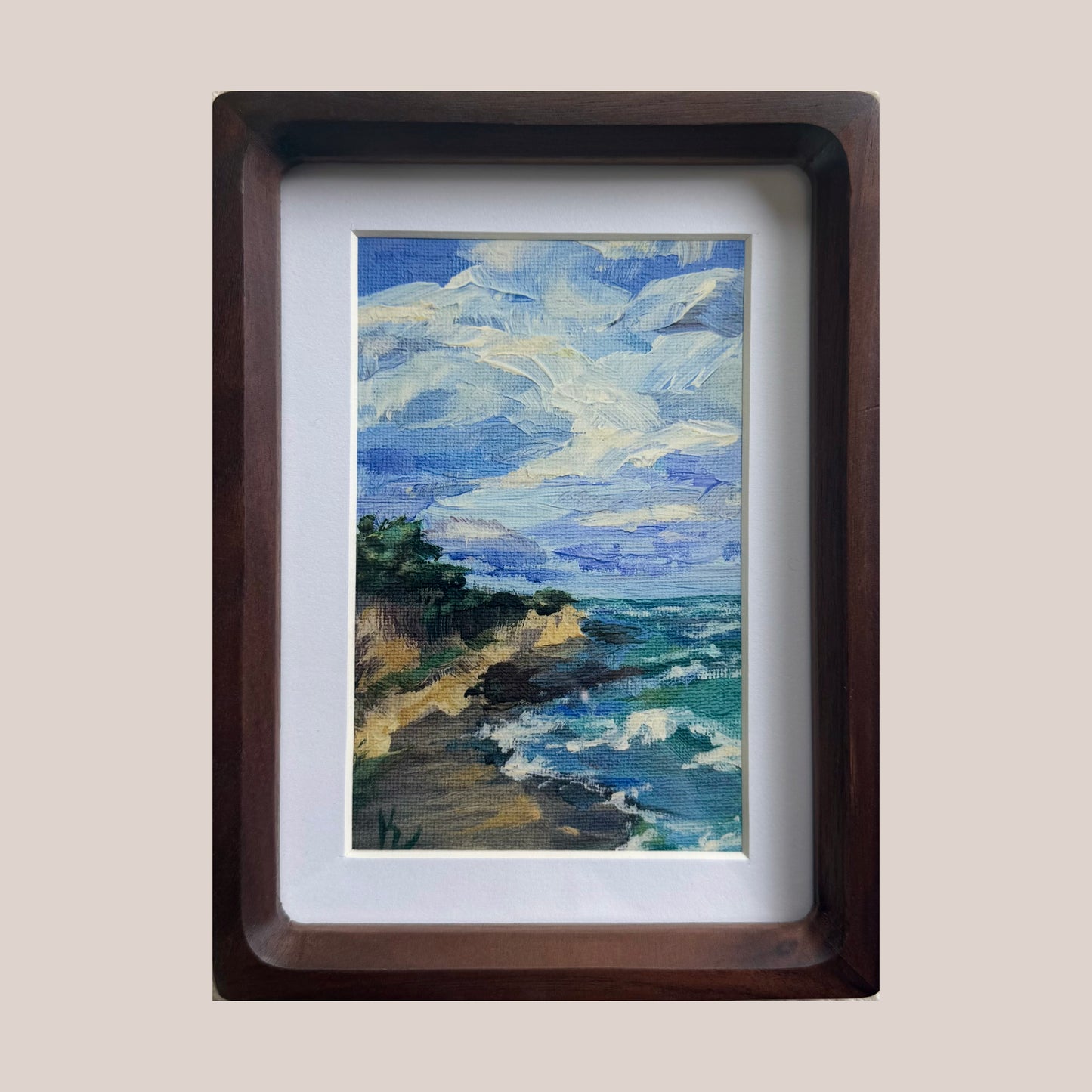 Sand dunes. Teal. Print, framed