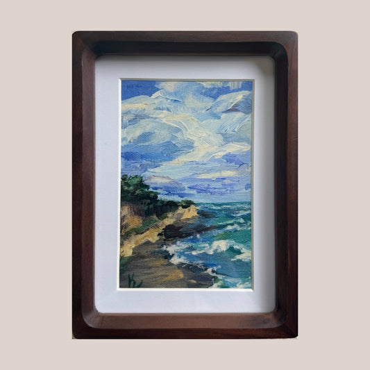 Sand dunes. Teal. Print, framed
