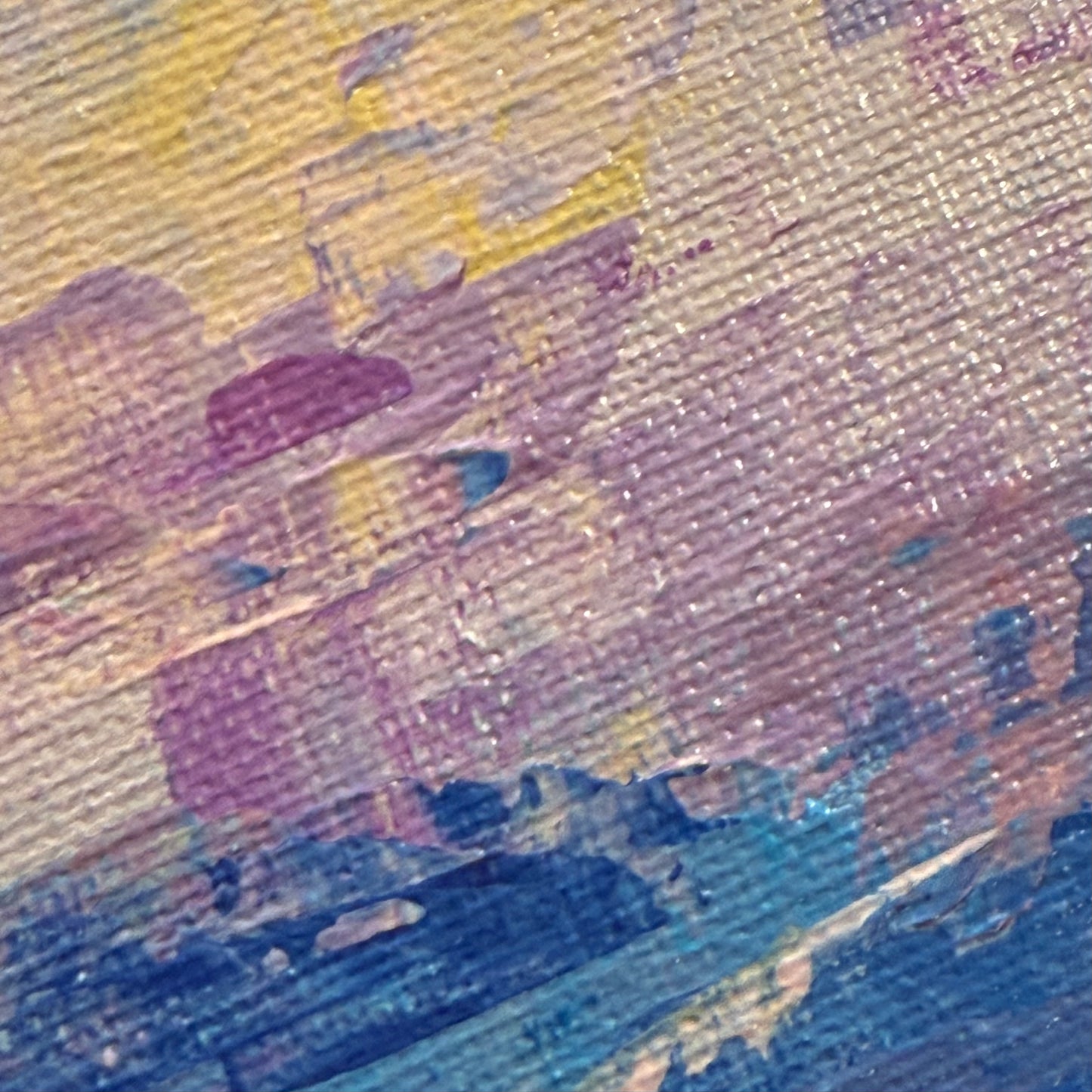 Shore sunset. Pinky orange... Optimistic original abstract landscape painting on canvas