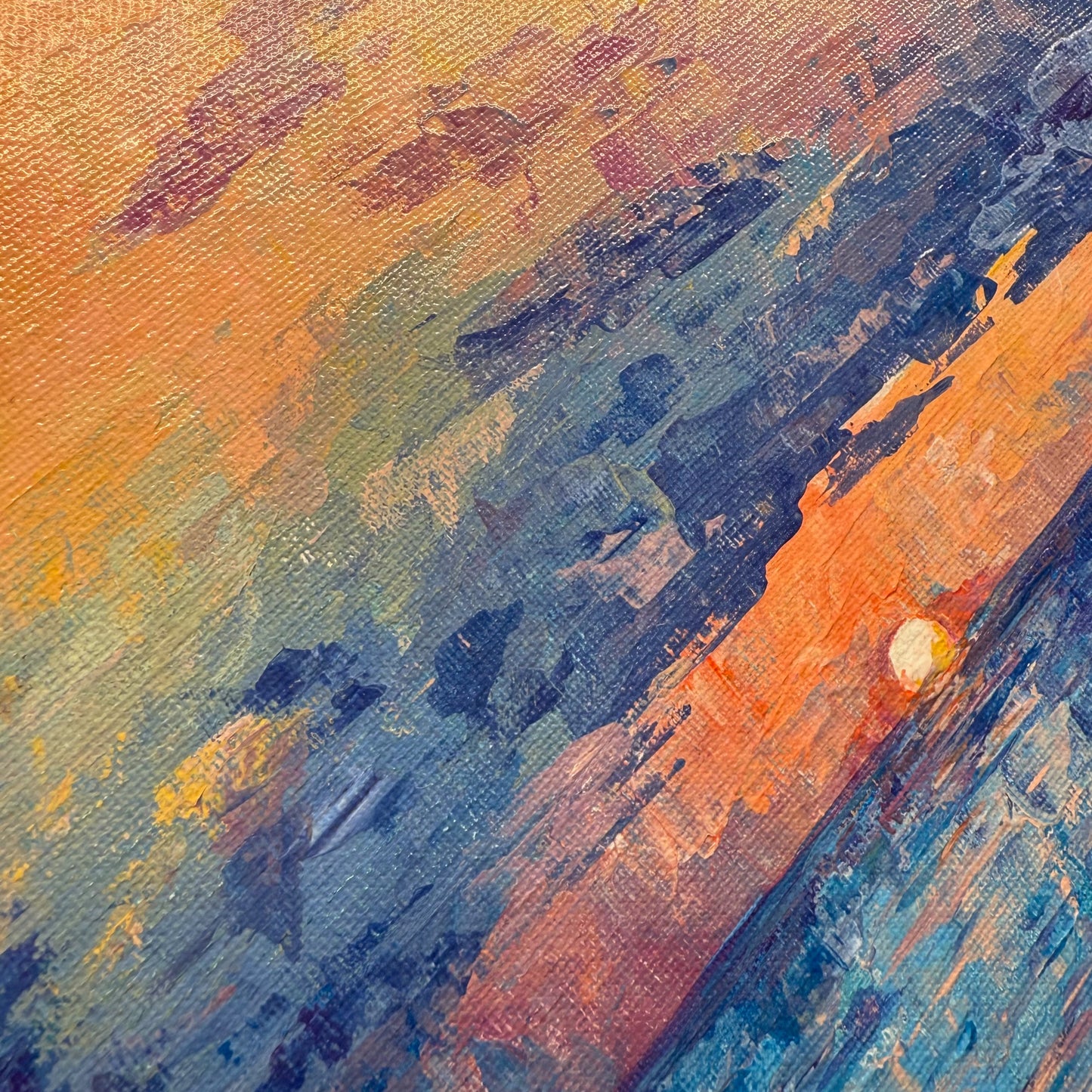 Shore sunset. Pinky orange. Print