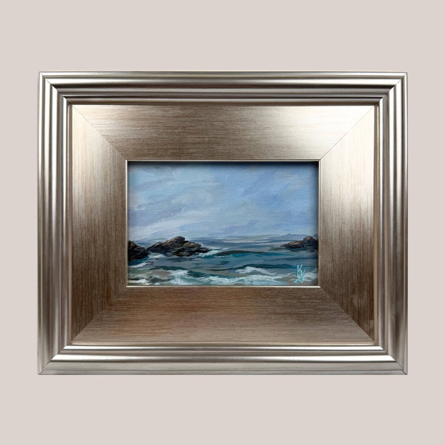 Big water. Haze, framed
