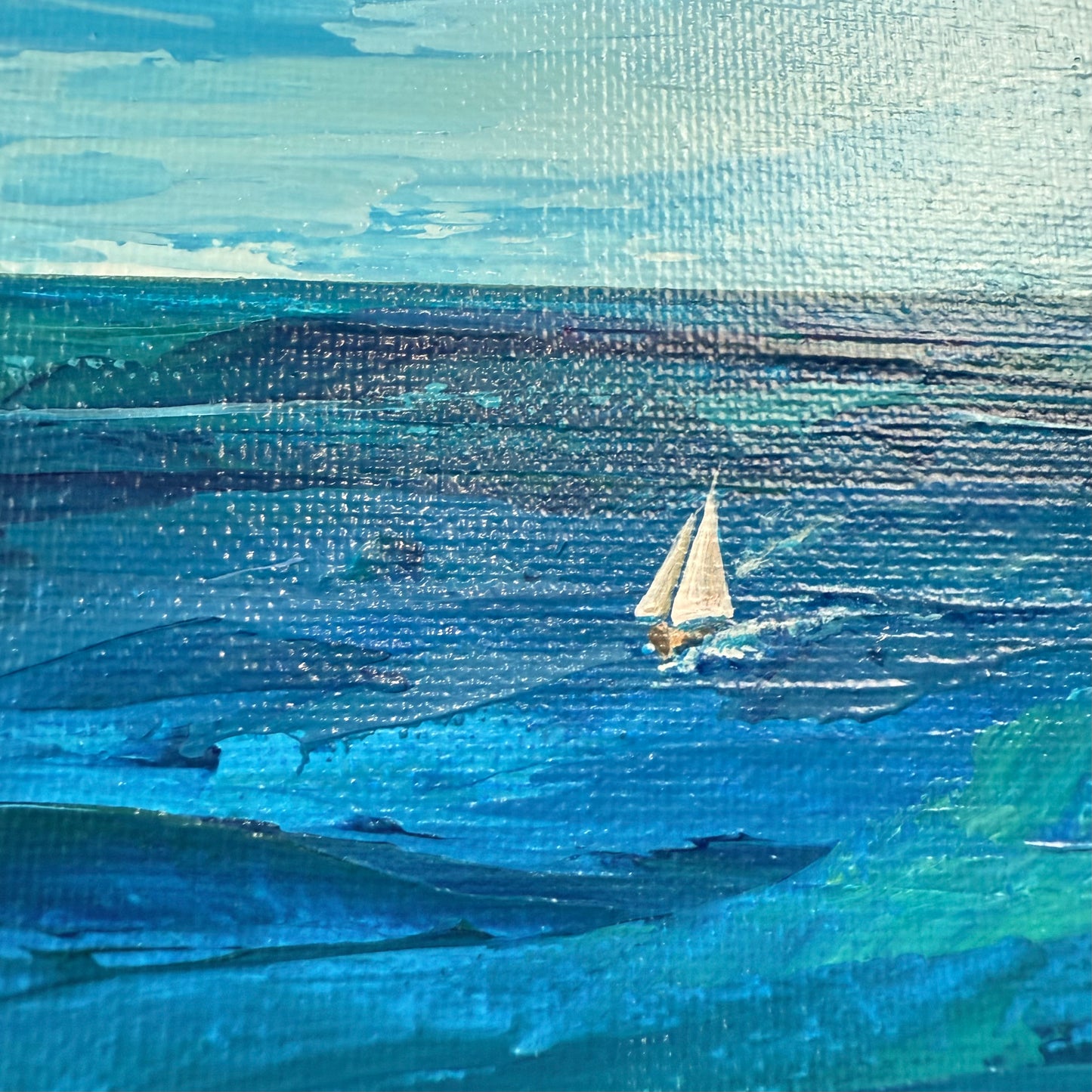 Deep water. Sailboat. Print