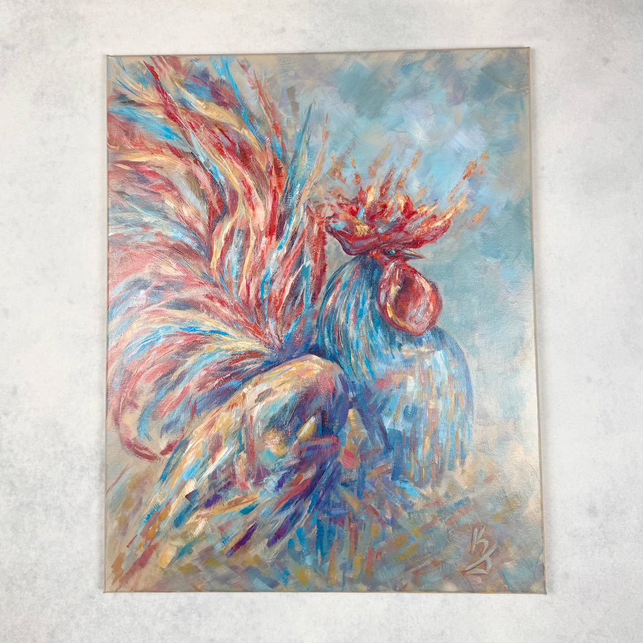 Flaming life. Rooster